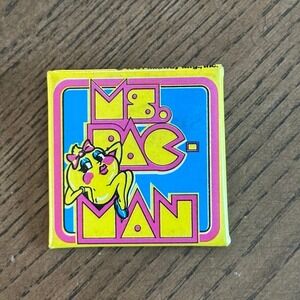 Vintage 1981 Ms Pac-Man Square Pinback Button Midway Mfg Arcade Gaming Retro Pin